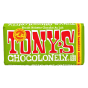 Front of Tony's Chocolonely Milk Chocolate Hazelnut Cookie Bar