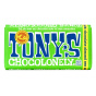 Front of Tony's Chocolonely Dark Chocolate Almond Sea Salt