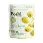 Front of Poshi Premium Green Pitted Olives with Basil & Garlic, 30g