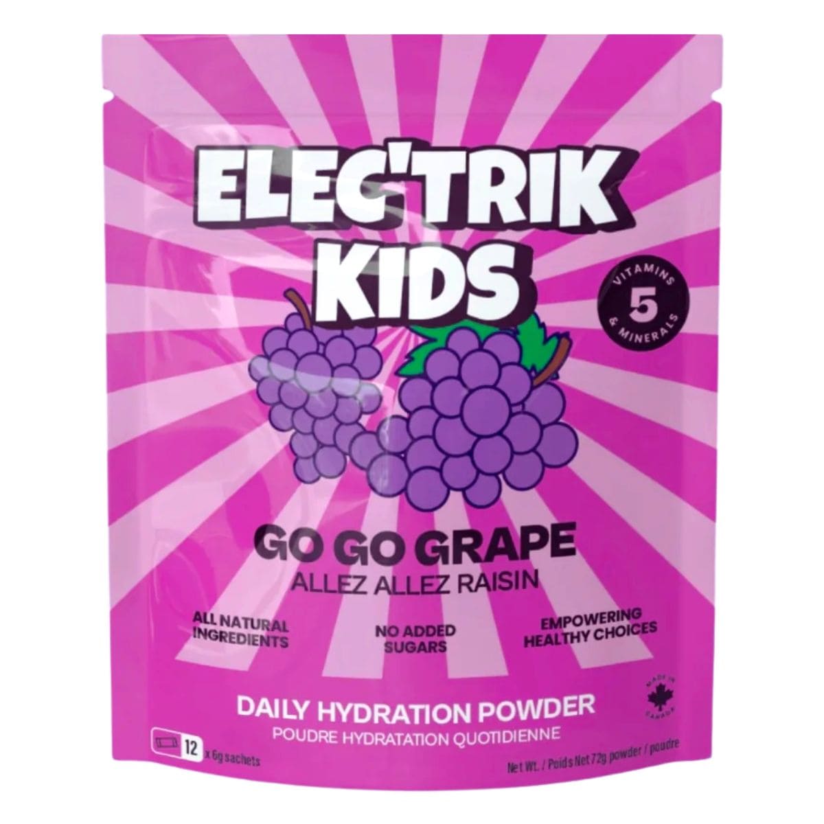 Elec’trik Kids Daily Hydration Powder Go Go Grape, 12 Packets