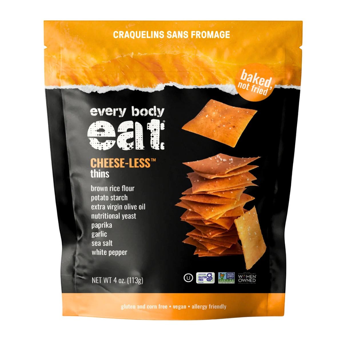 Every Body Eat Gluten-Free Cracker Thins Cheese-Less, 113g