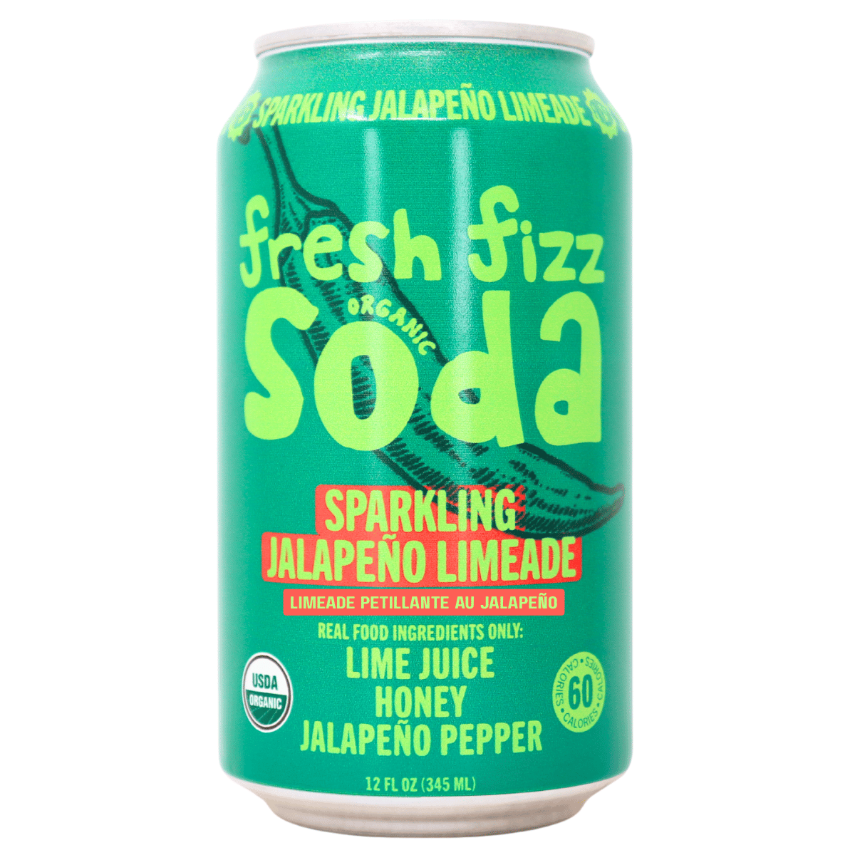 Fresh Fizz Organic Soda Sparkling Jalapeno Limeade, 345 ml