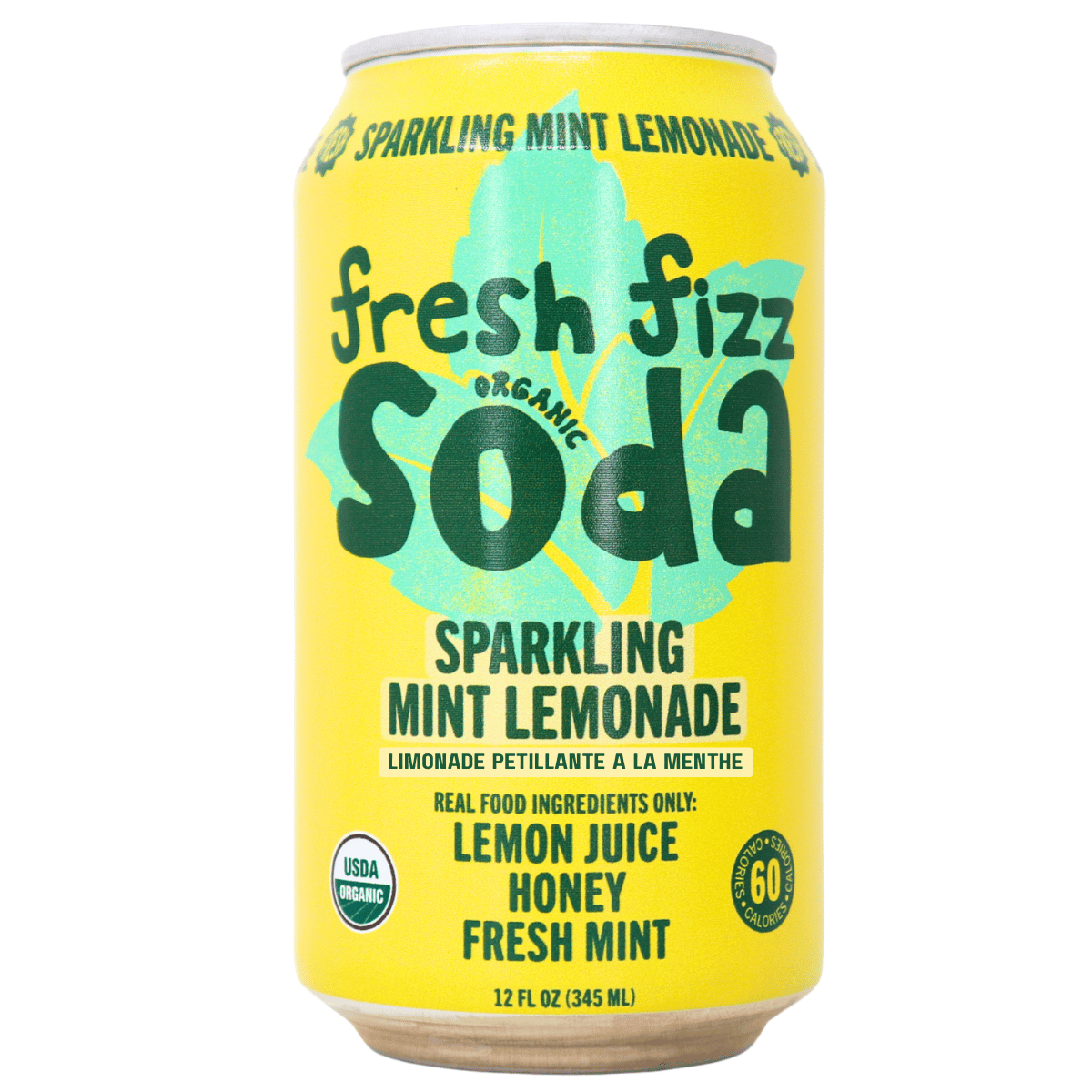 Fresh Fizz Organic Soda Sparkling Mint Lemonade, 345 ml