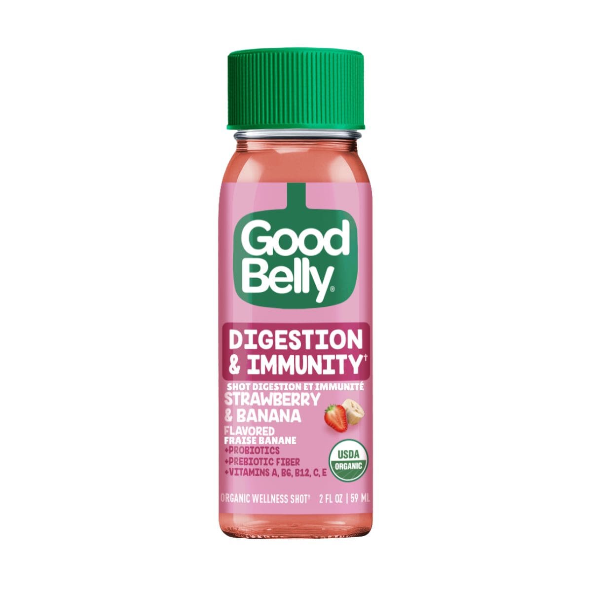 Good Belly Organic Digestion &amp; Immunity Wellness Shot Strawberry &amp; Banana, 59 mL