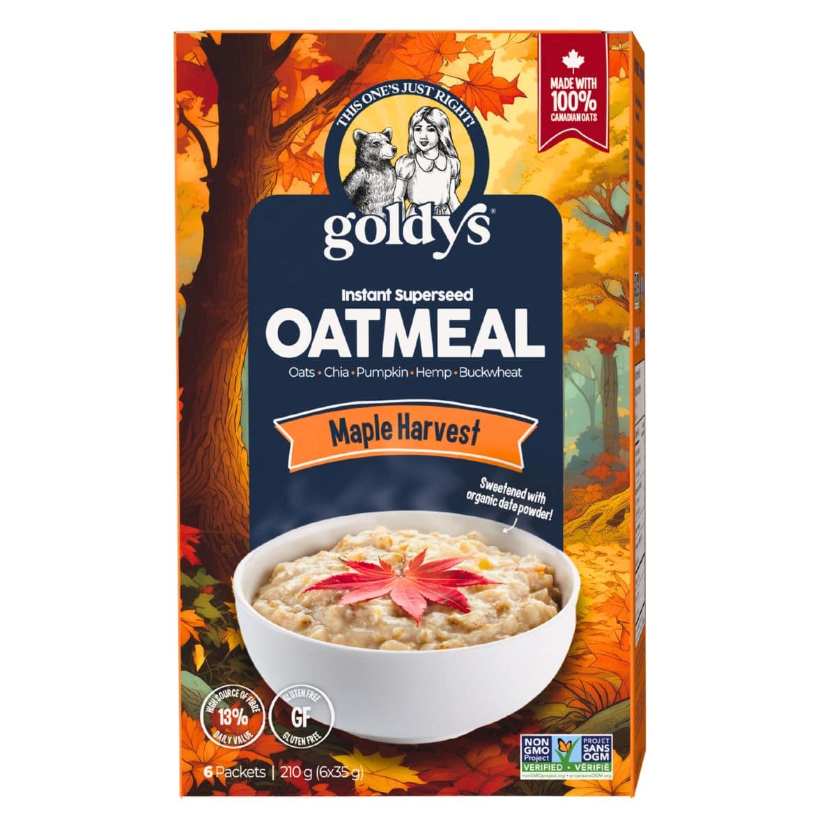 Goldy's Gluten-Free Instant Superseed Oatmeal Maple Harvest, 6 Packets