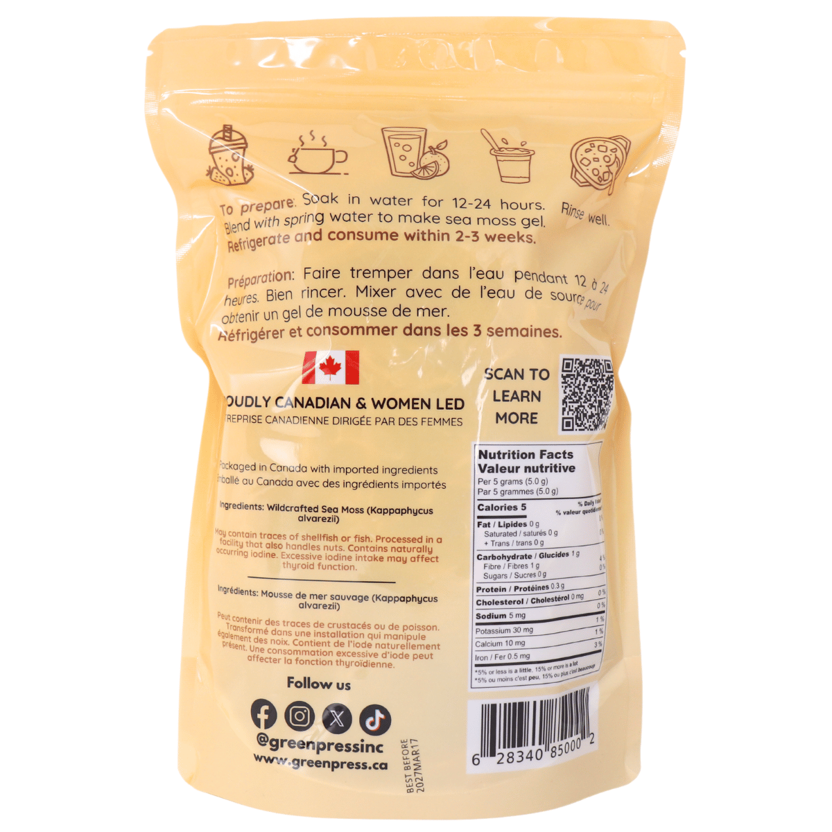 Green Press Wildcrafted Sea Moss Gold, 113 g