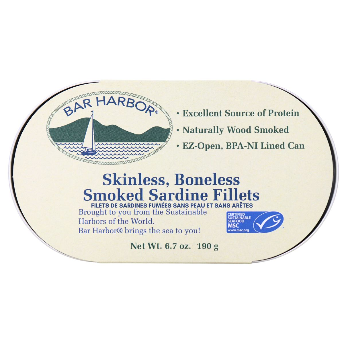 Bar Harbor Skinless Boneless Smoked Sardine Fillets, 190g