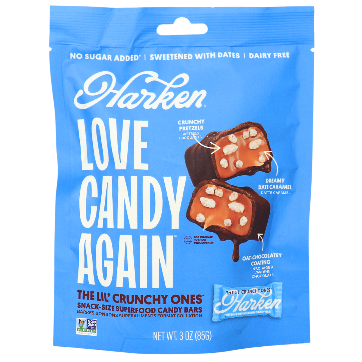 Harken Date Bars Lil Crunchy Ones Caramel Pretzel, 85 g