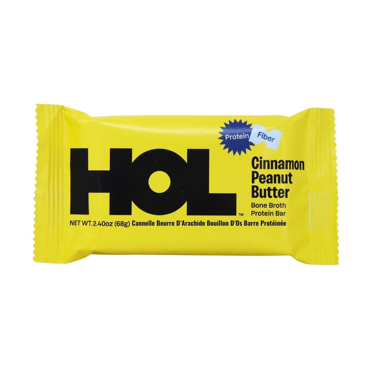HOL Health Club Bone Broth Protein Bar Cinnamon Peanut Butter, 68 g