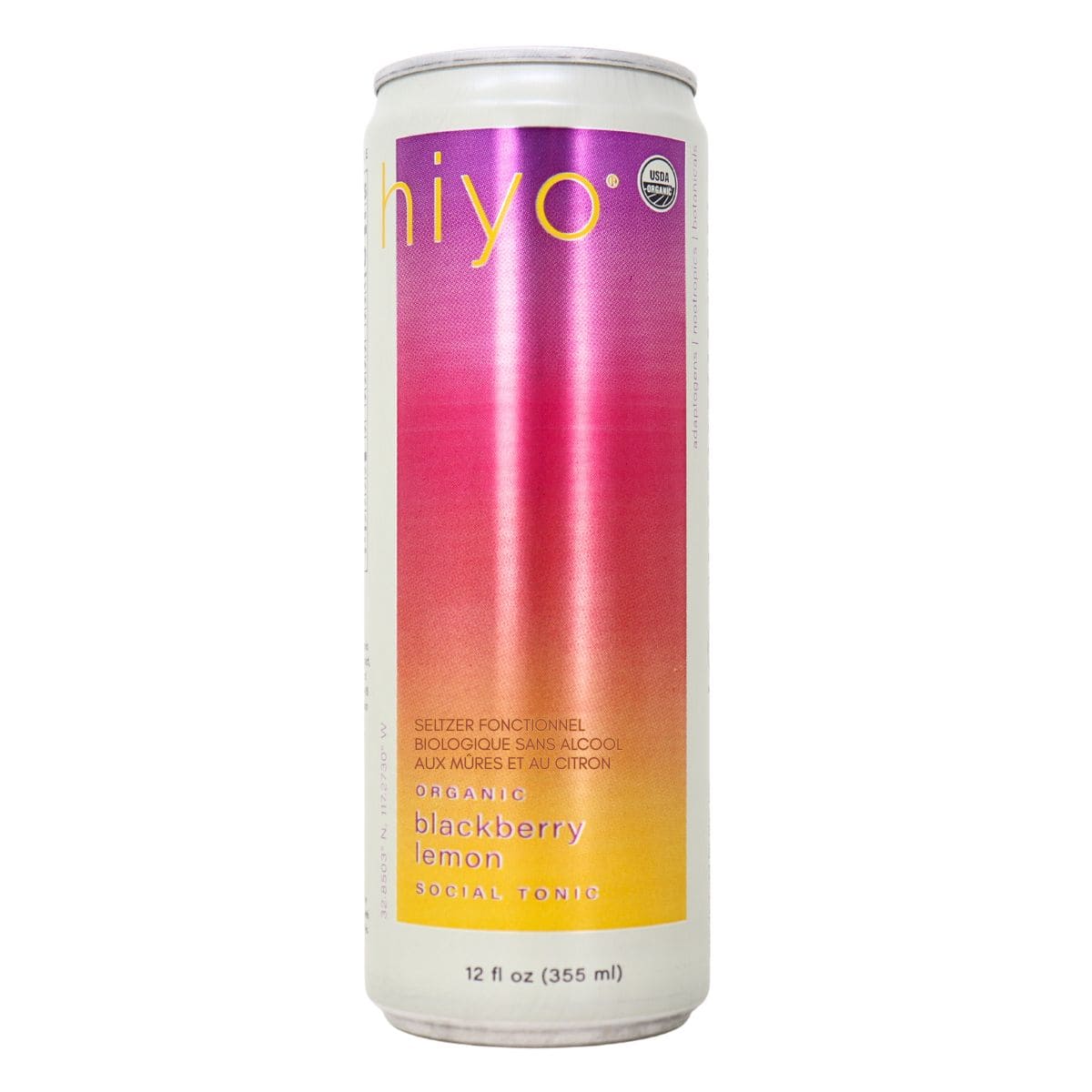 Hiyo Organic Non-Alcoholic Functional Seltzer Blackberry Lemon, 355ml