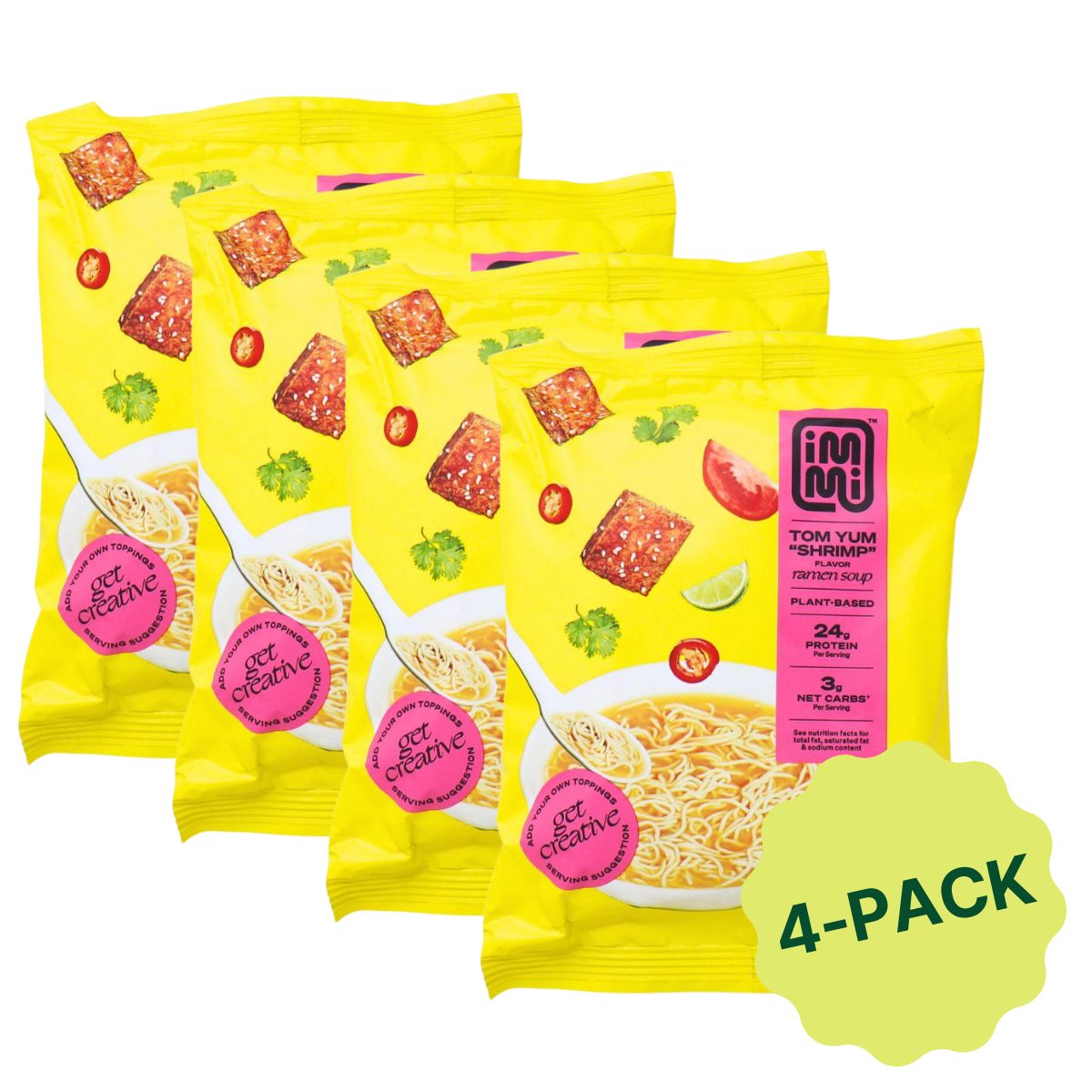 Immi Keto High Protein Ramen Tom Yum “Shrimp” 4-Pack, 69g each