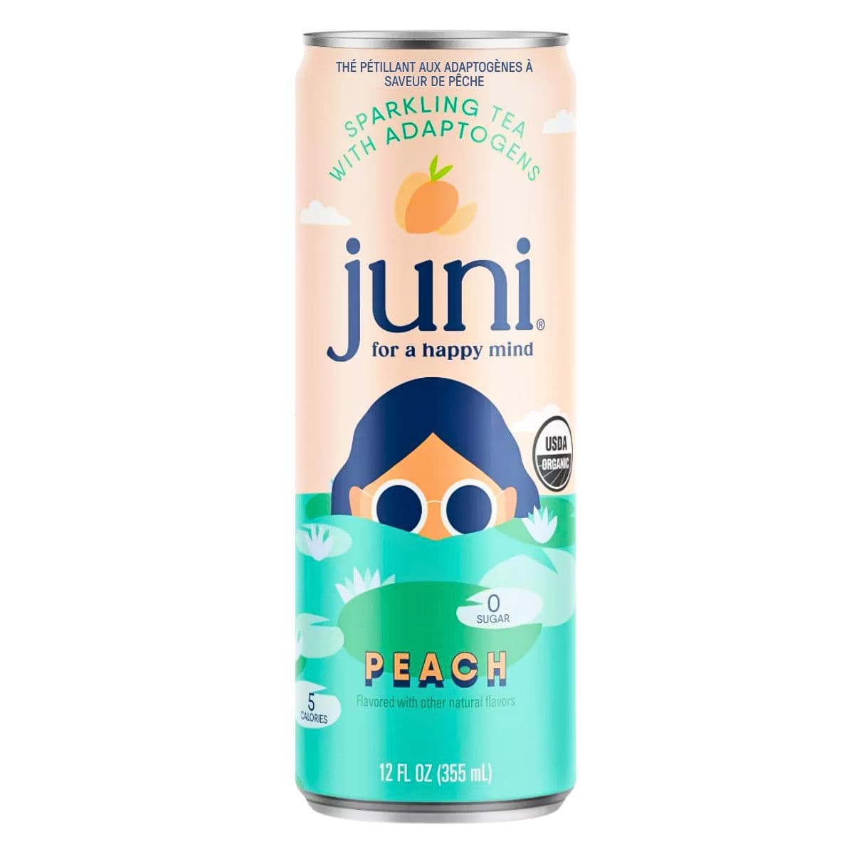 Juni Sparkling Adaptogenic Tea Peach, 355 ml