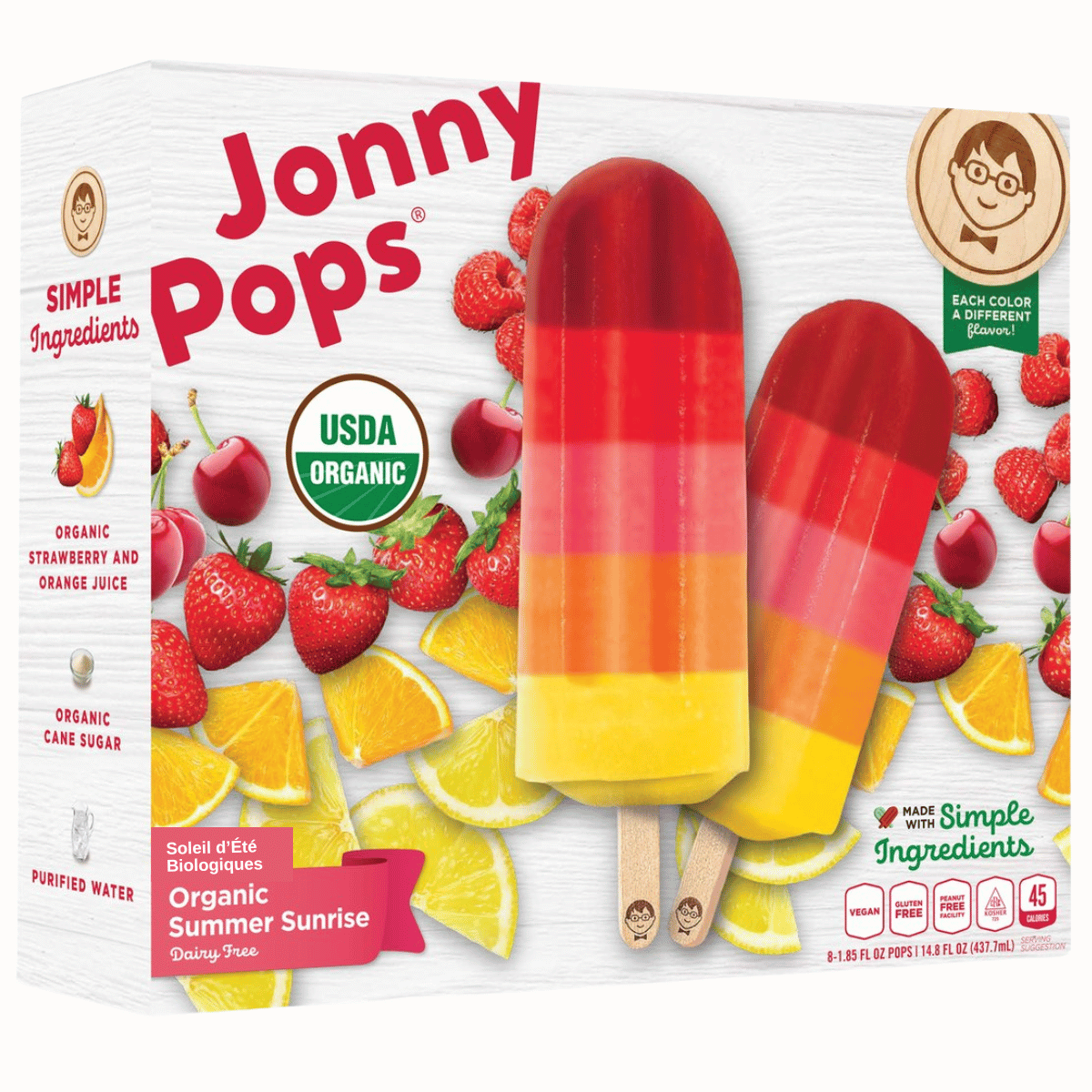 JonnyPops Organic Popsicles Summer Sunrise, 8 pack
