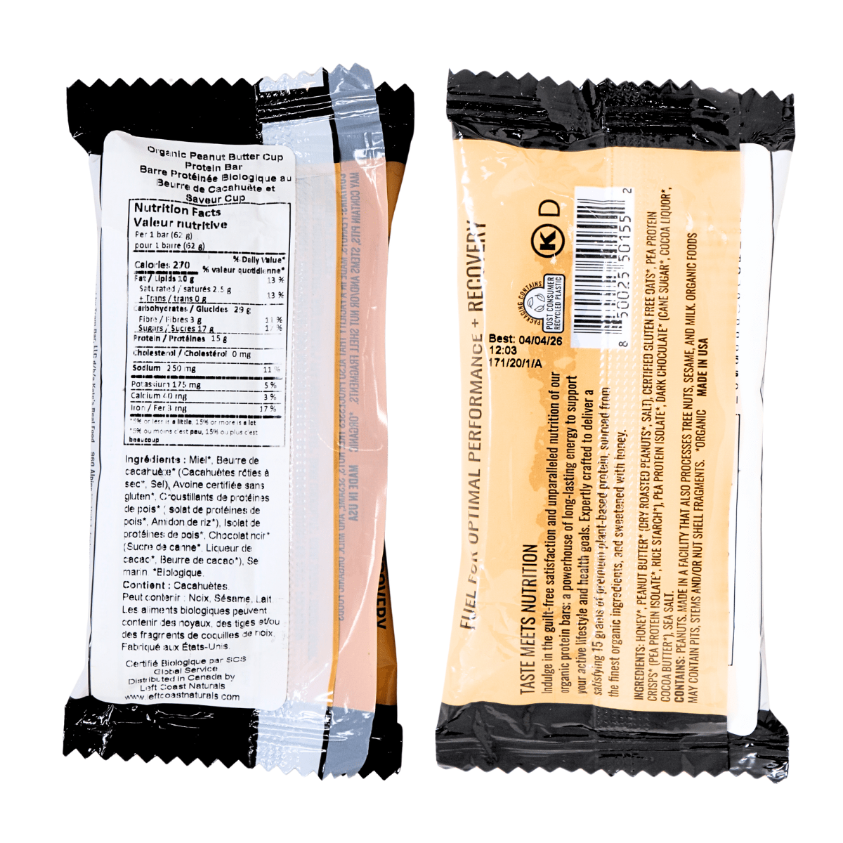 Kates Real Food Gluten-Free Protein Bar Peanut Butter Cup, 62g