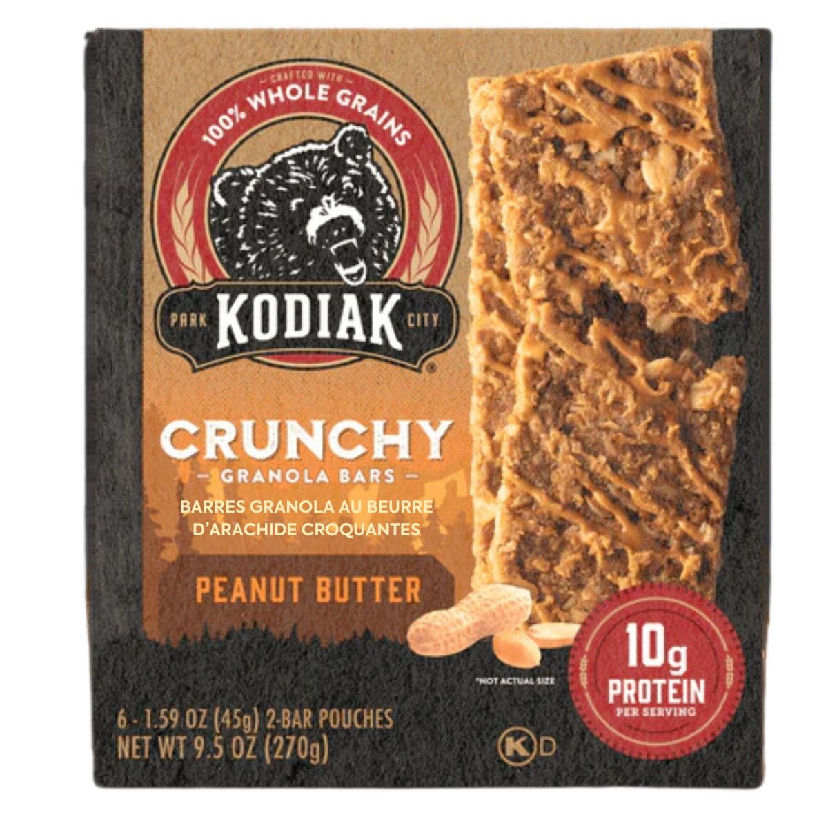 Kodiak Protein-Packed Crunchy Peanut Butter Granola Bars, 6 Pack Box