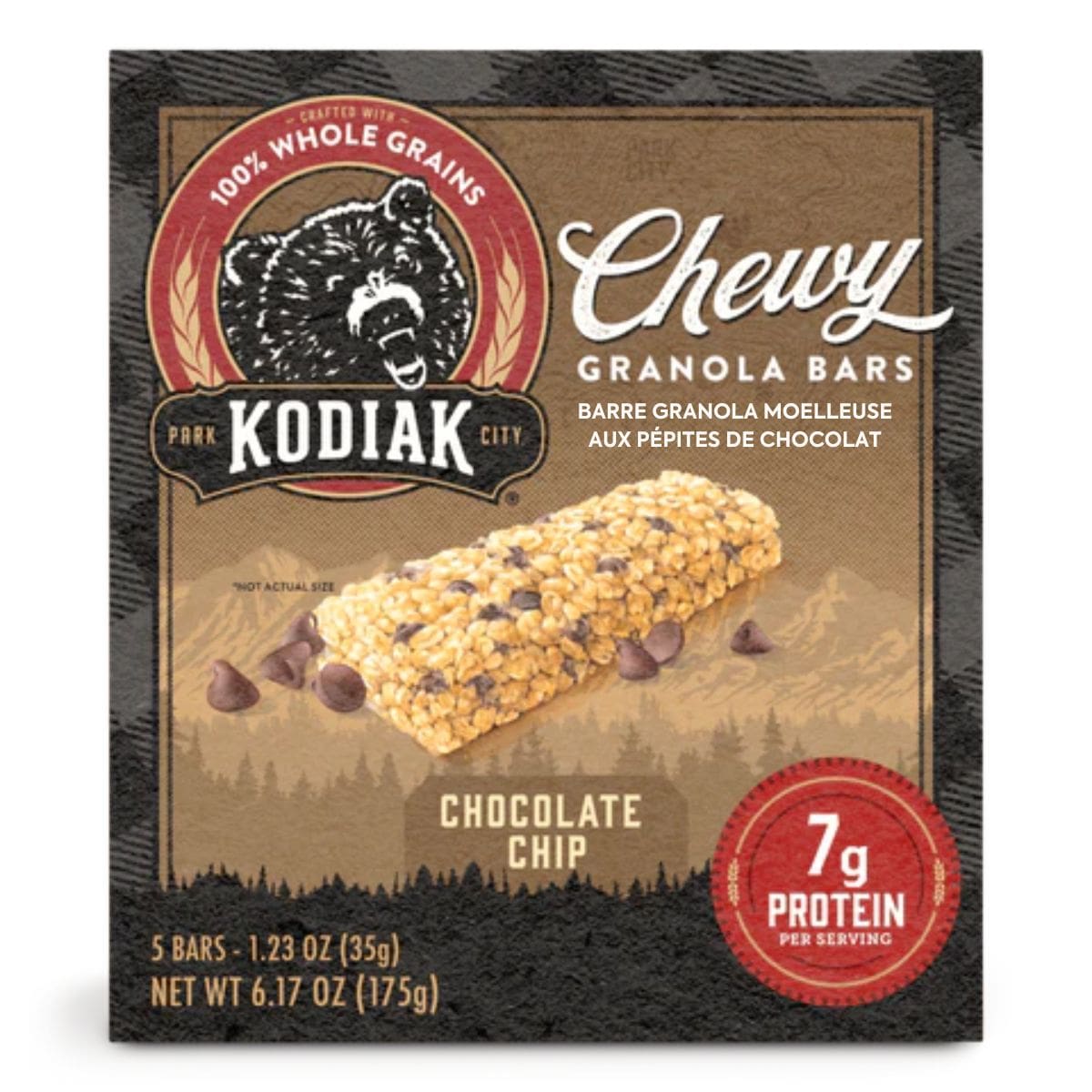 Kodiak Protein-Packed Chewy Granola Bar Chocolate Chip, 5 Bars