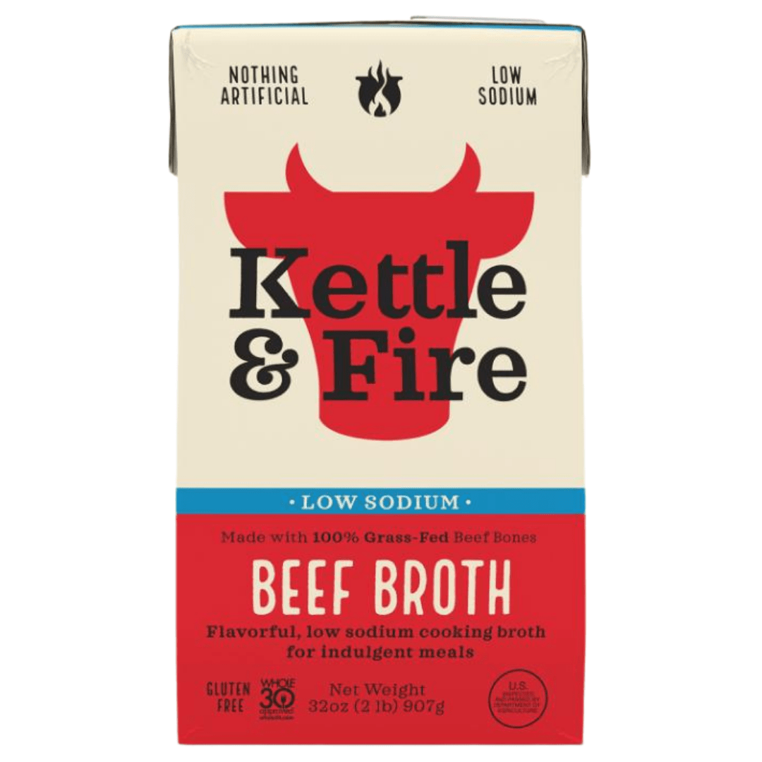 Kettle & Fire Low Sodium 100% Grass-Fed Beef Cooking Broth, 907g