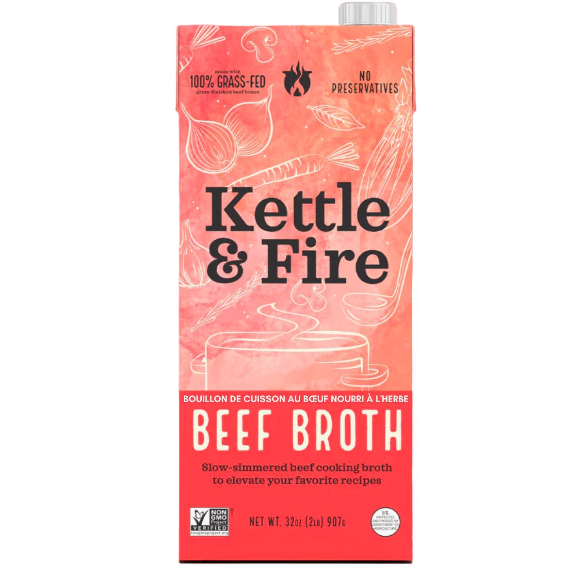 Kettle &amp; Fire Grass-Fed Beef Cooking Broth, 907g
