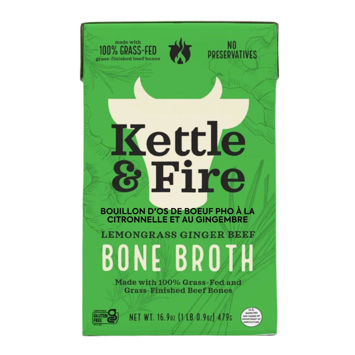 Kettle &amp; Fire Beef Bone Broth Lemongrass Ginger Pho, 479g