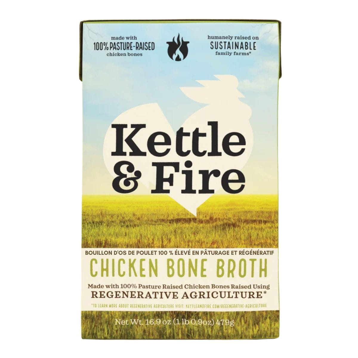 Kettle &amp; Fire Regenerative 100% Pasture Raised Chicken Bone Broth, 479g