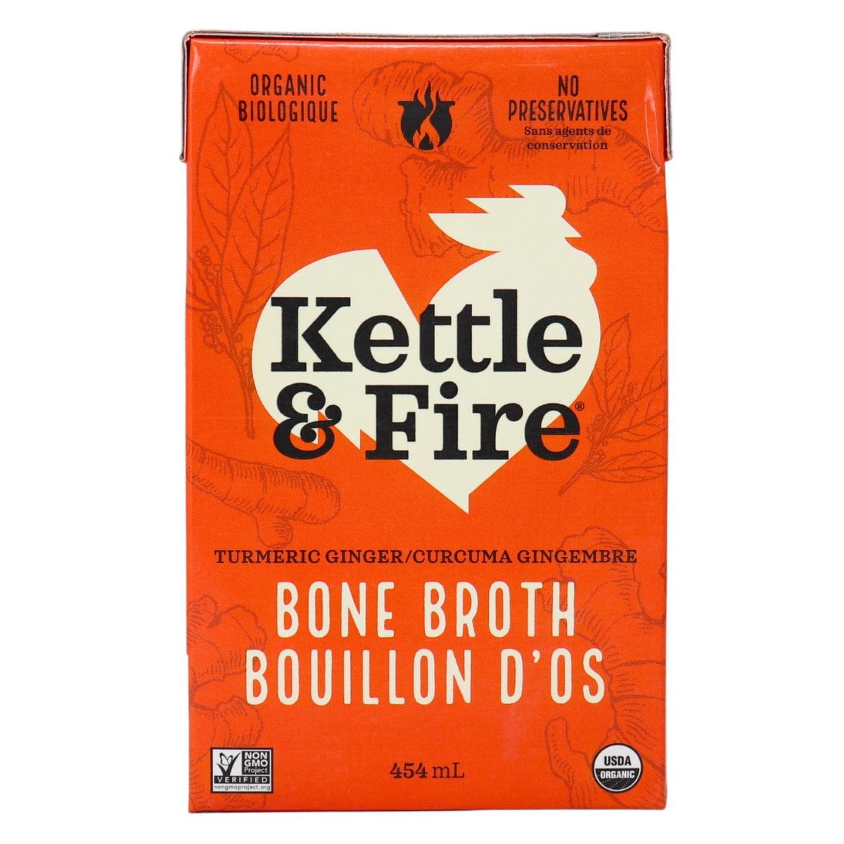 Kettle &amp; Fire Chicken Bone Broth Turmeric Ginger, 454mL
