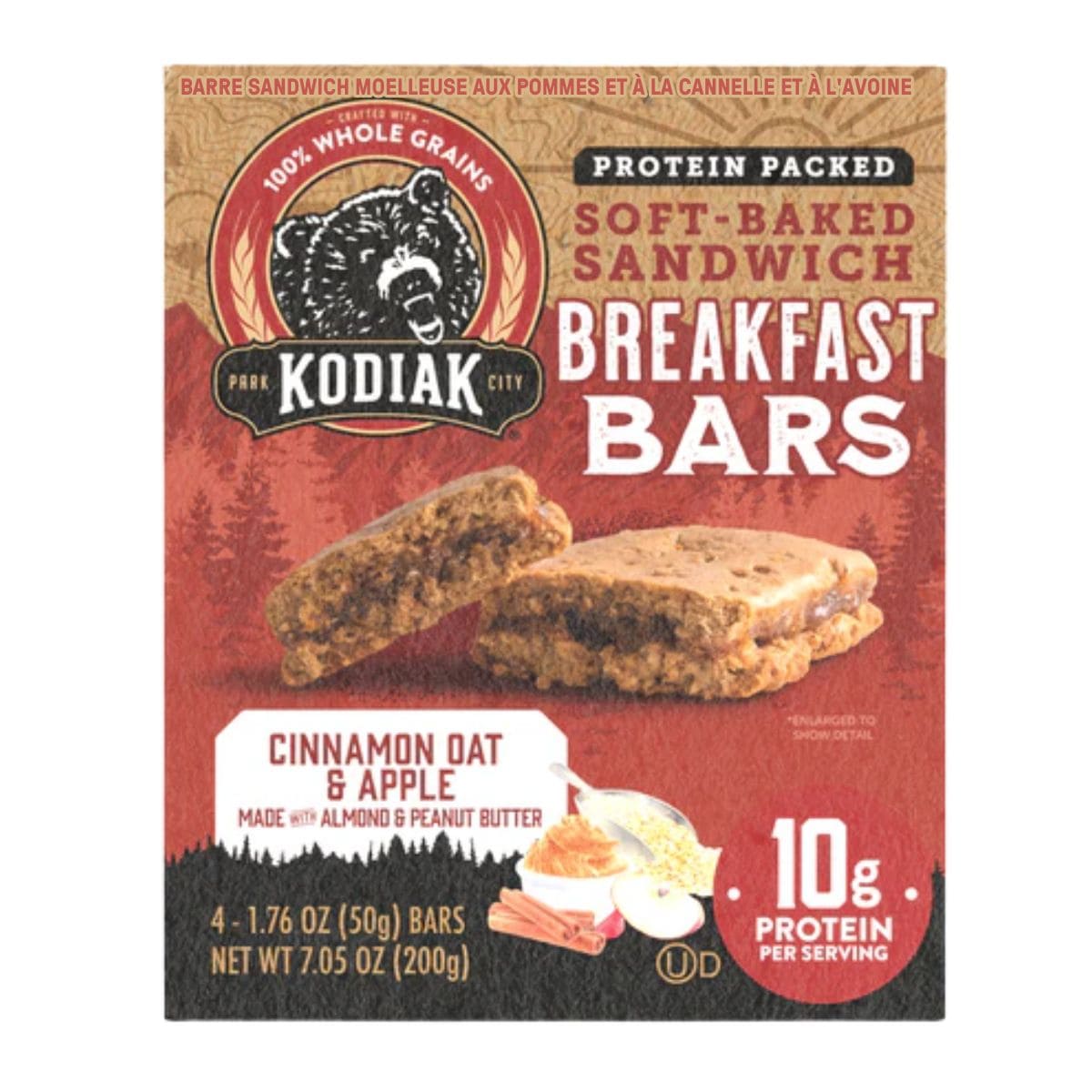 Kodiak High Protein Soft-Baked Sandwich Breakfast Bars Cinnamon Oat & Apple, 4 Pack