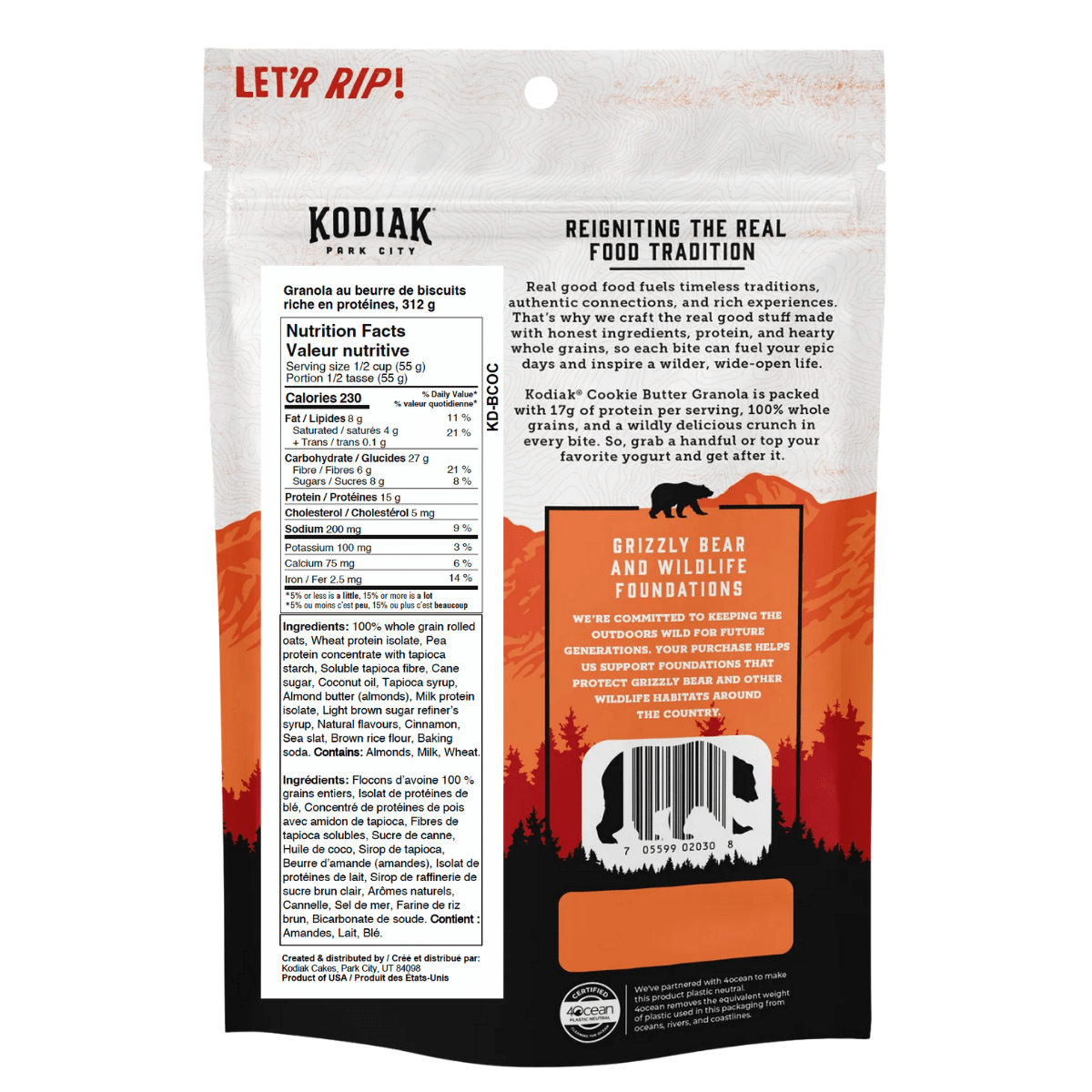 Kodiak High-Protein Granola Cookie Butter, 312g