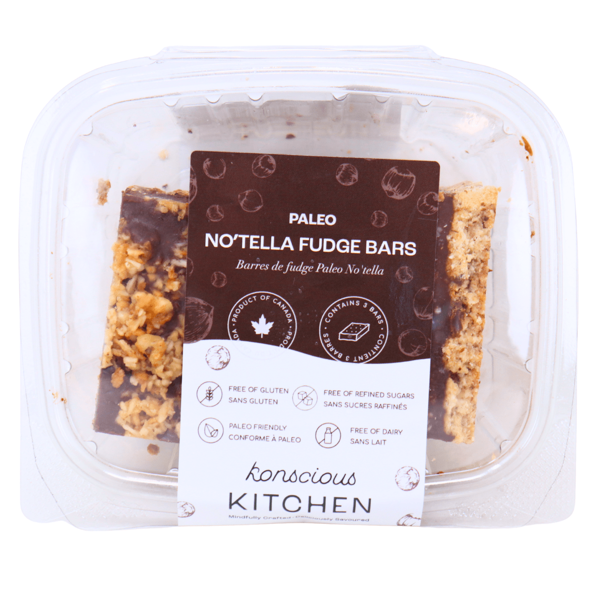 Konscious Kitchen Paleo No’tella Fudge Bars, 3-Pack