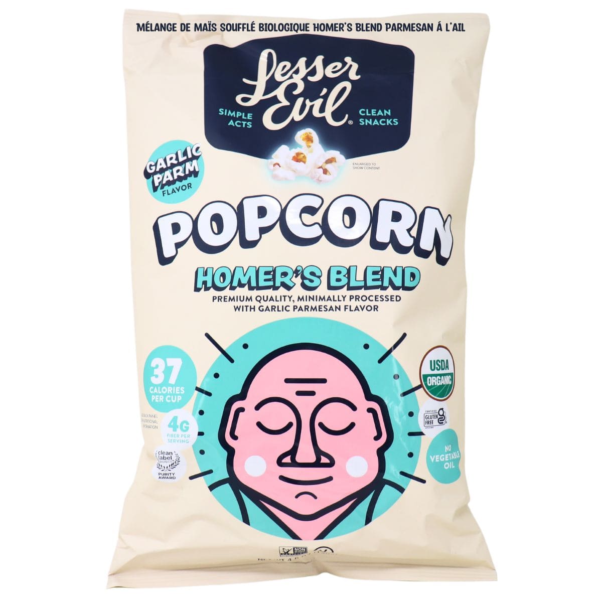 Lesser Evil Organic Popcorn Homer’s Blend Garlic Parmesan, 130g