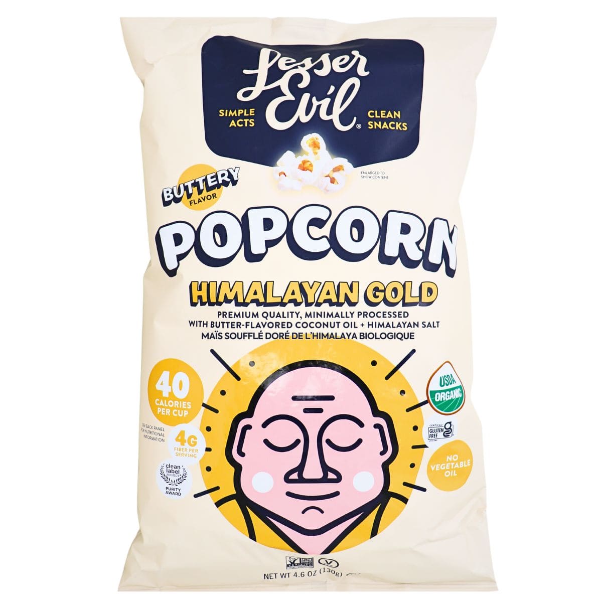 Lesser Evil Organic Popcorn Himalayan Gold, 130g
