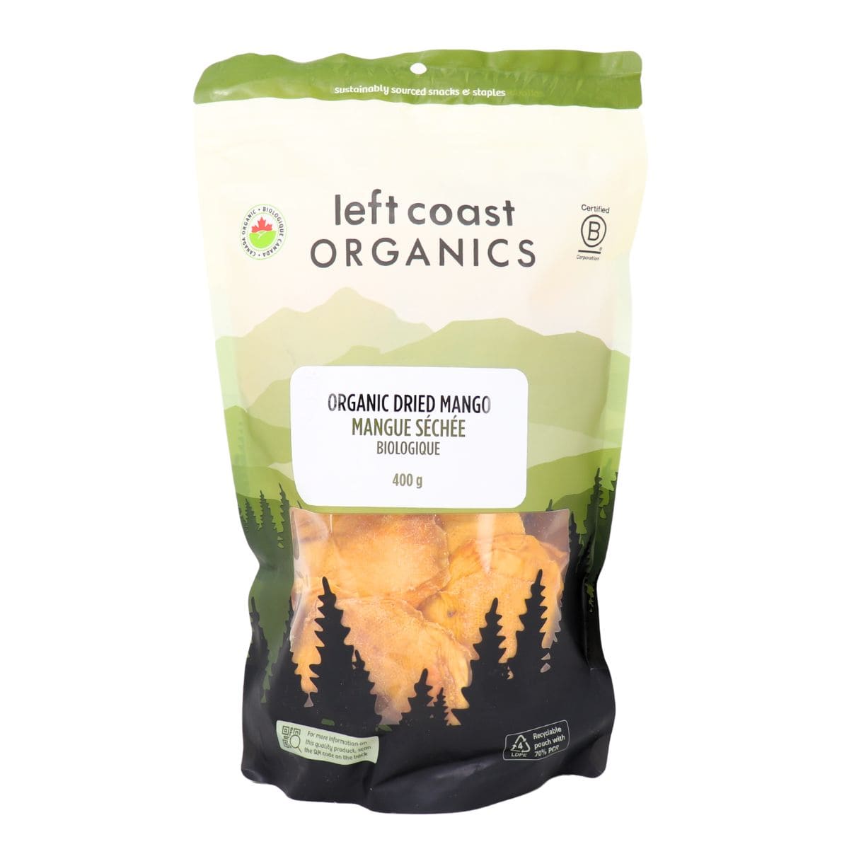 Left Coast Organic Dried Mango Slices, 400g