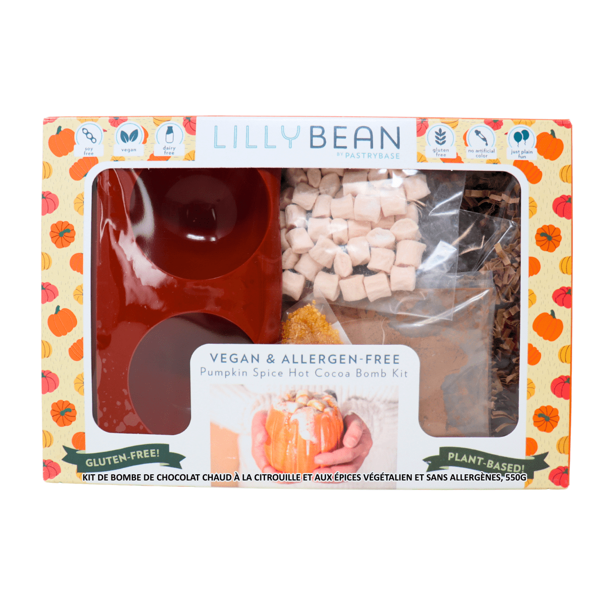 LillyBean Vegan &amp; Allergen-Free Hot Cocoa Bomb Kit Pumpkin Spice, 550g