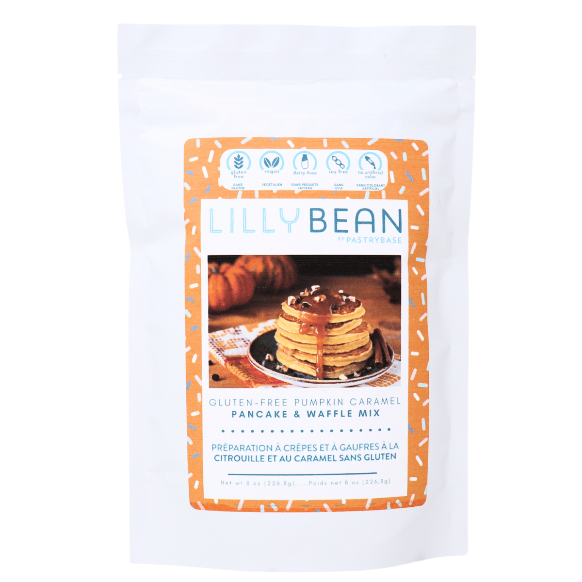 LillyBean Vegan &amp; Gluten-Free Pancake &amp; Waffle Mix Pumpkin Caramel, 226.8g