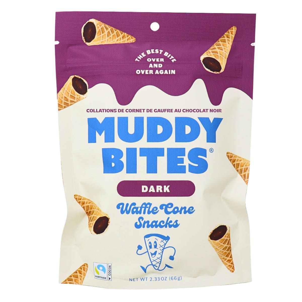 Muddy Bites Waffle Cone Snacks Dark Chocolate, 66g