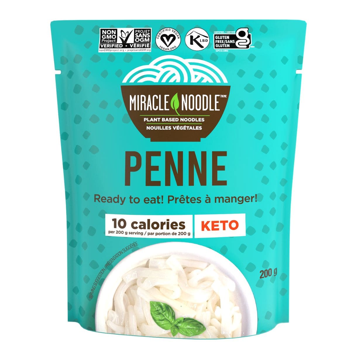 Miracle Noodle Ready To Eat Keto Plant-Based Konjac Noodles Penne, 200g