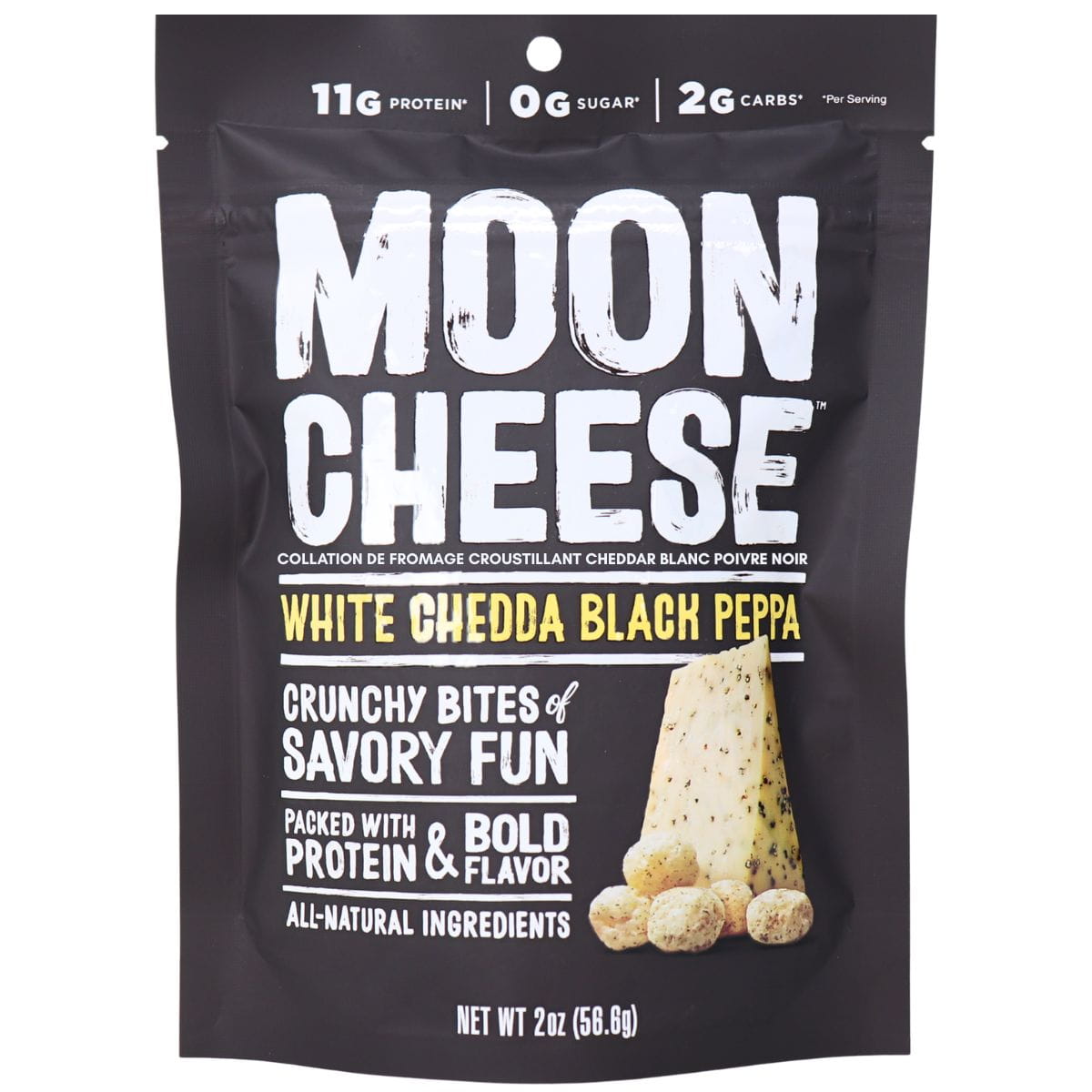 Moon Cheese Crunchy Cheese Snack White Cheddar Black Pepper, 56.6 g