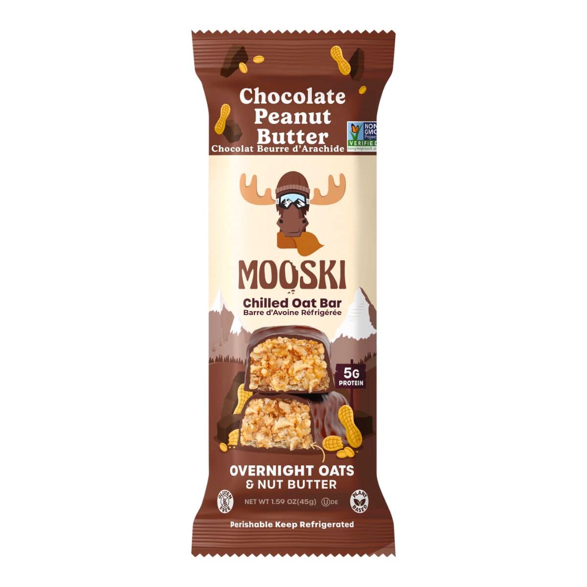 Mooski Chilled Oat Bar Chocolate Peanut Butter, 45 g