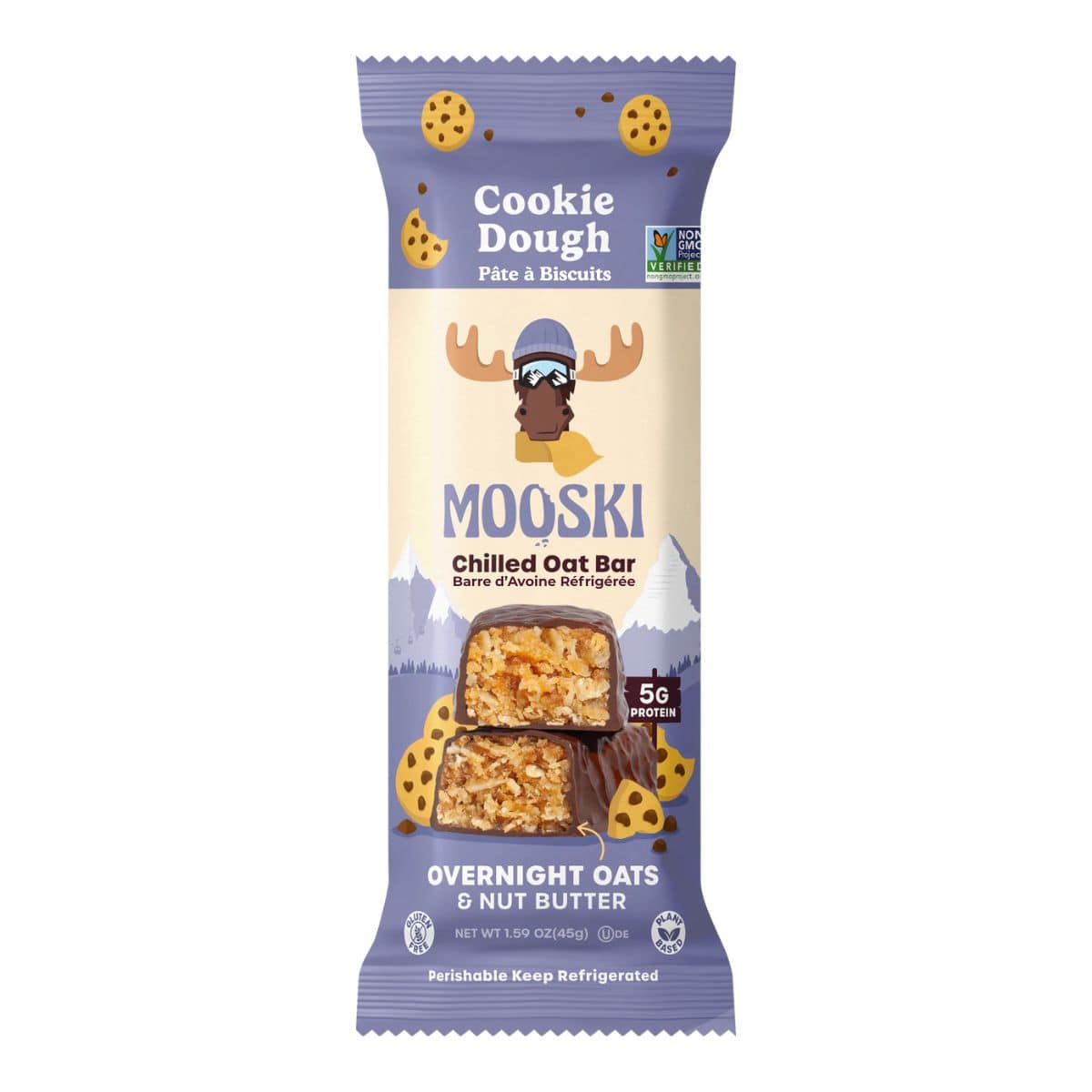 Mooski Chilled Oat Bar Cookie Dough, 45 g