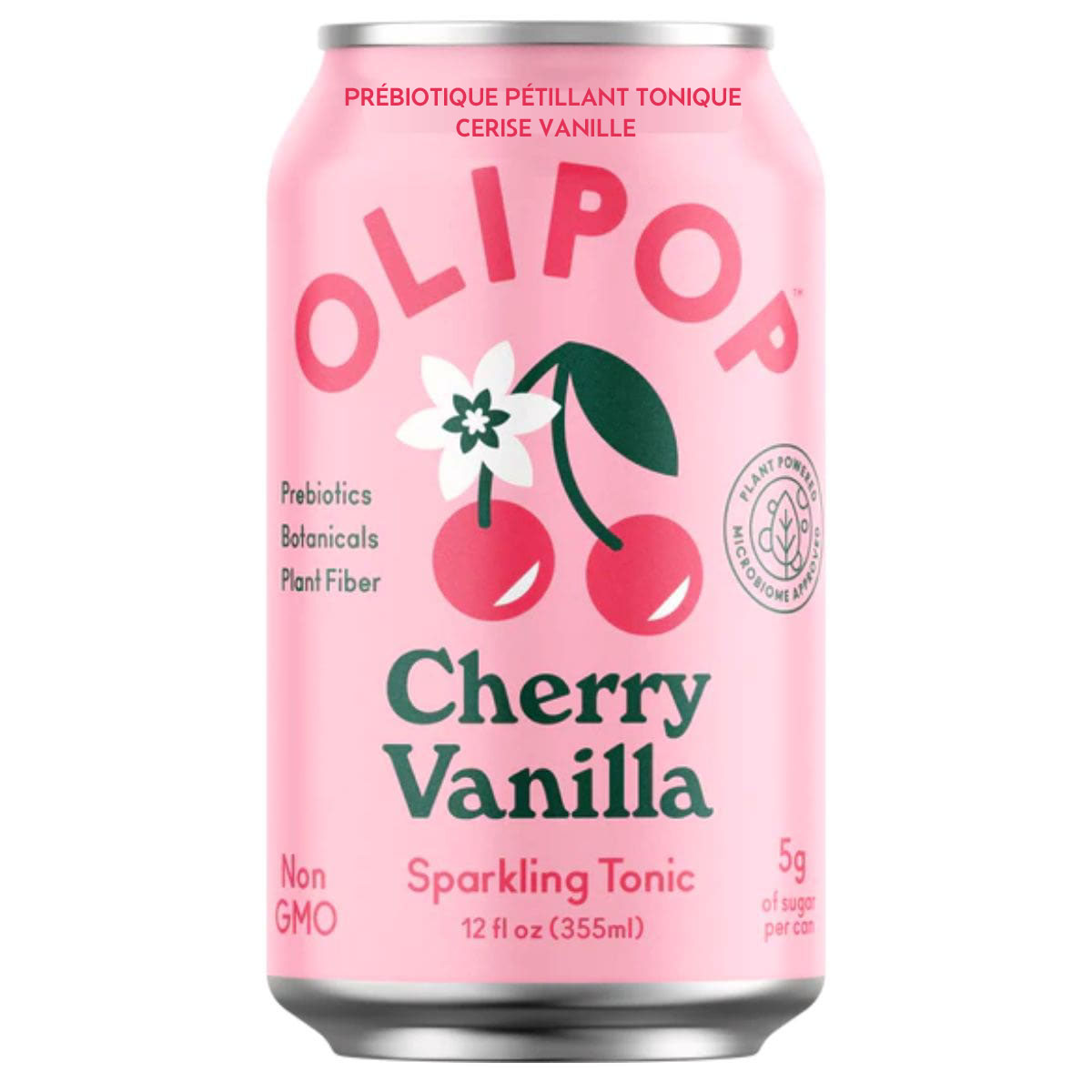 OLIPOP Low Sugar Prebiotic Sparkling Tonic Cherry Vanilla, 355mL
