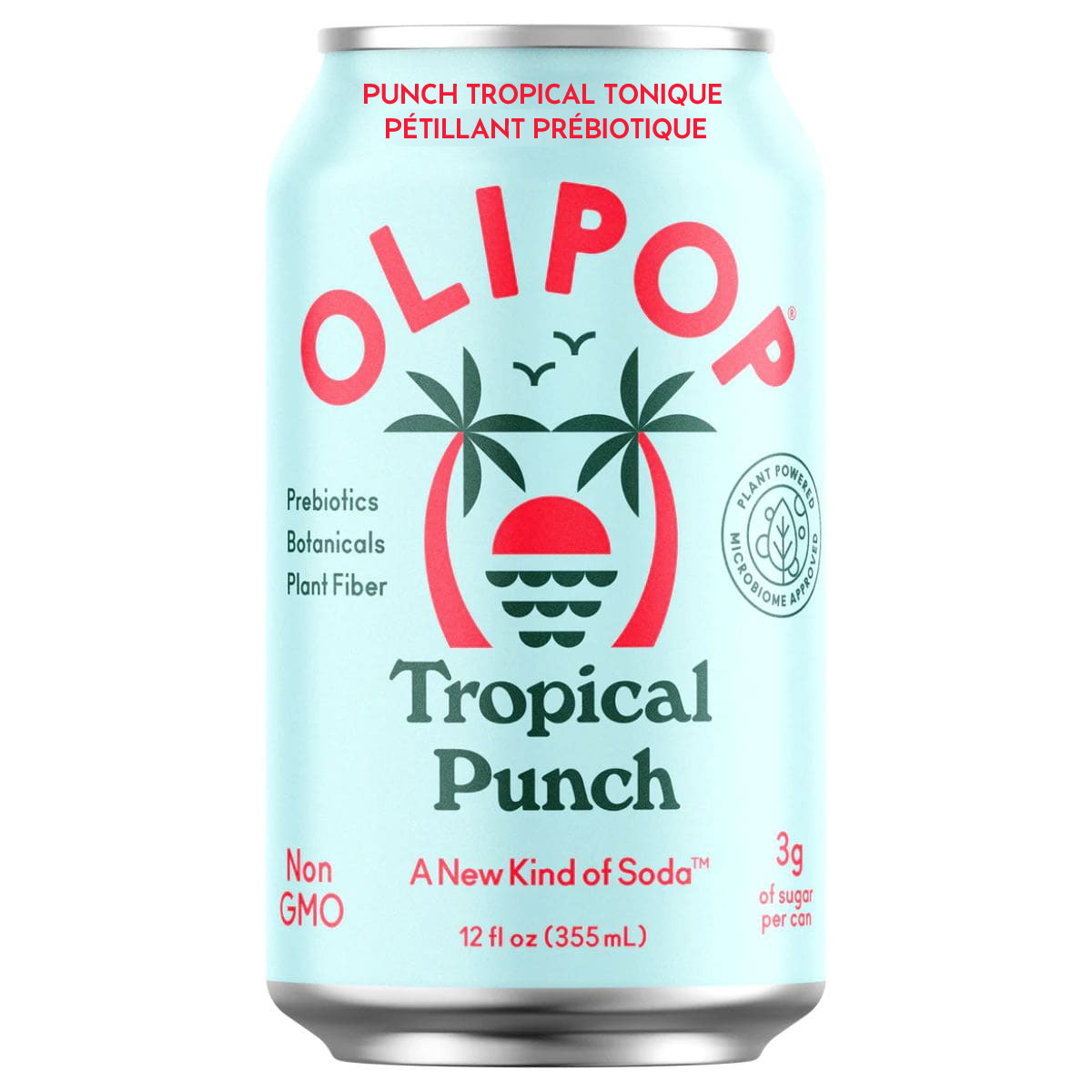OLIPOP Low Sugar Prebiotic Sparkling Tonic Tropical Punch, 355mL