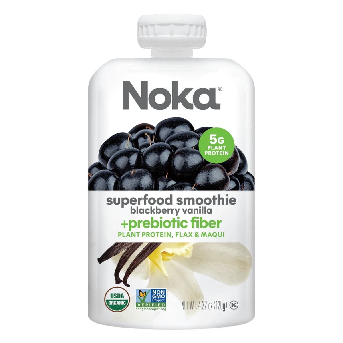Noka Organic Superfood Smoothie + Prebiotic Fibre Blackberry Vanilla, 120g