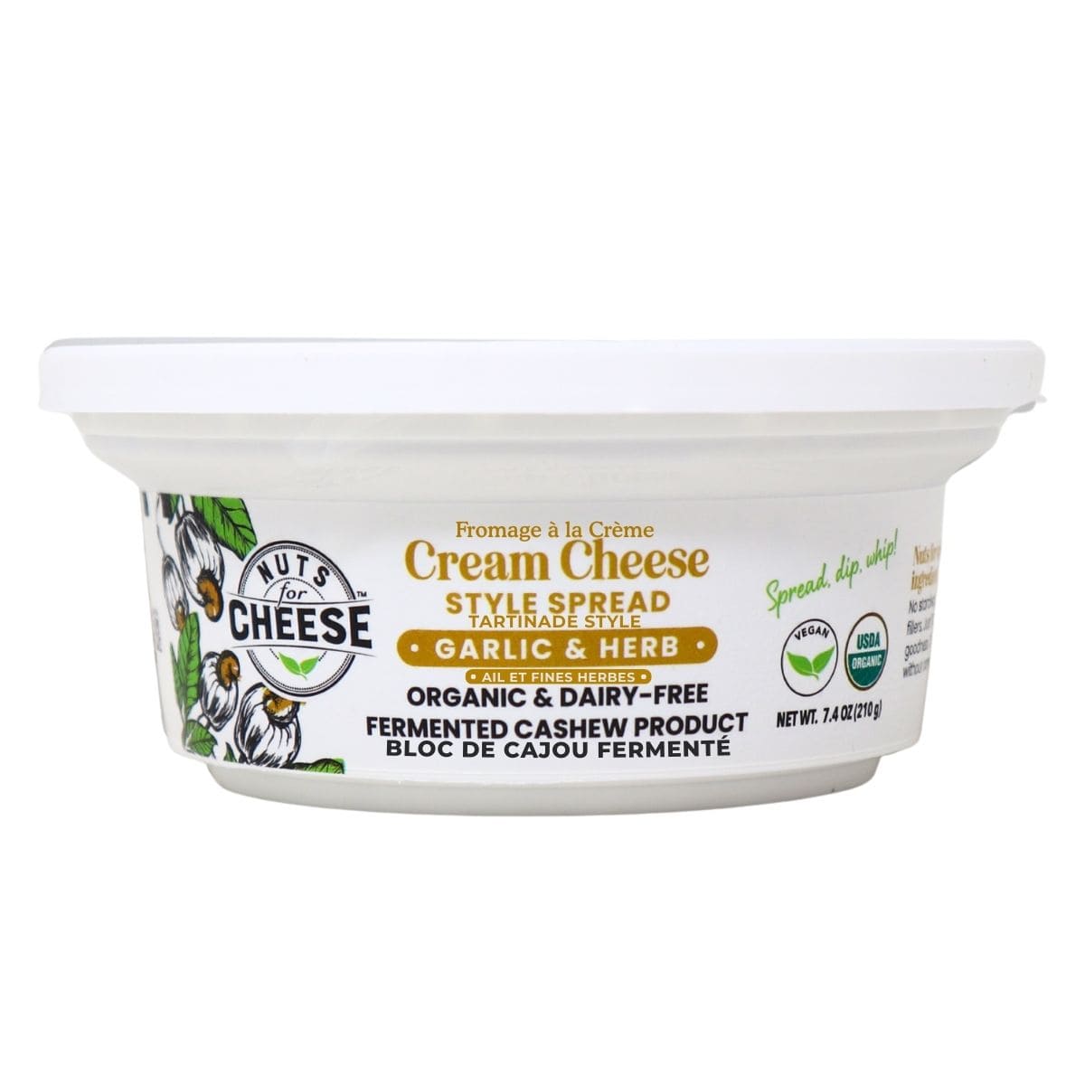 Nuts For Cheese Organic Dairy-Free Cream Cheese Style Spread Herb &amp; Cheese, 210 g