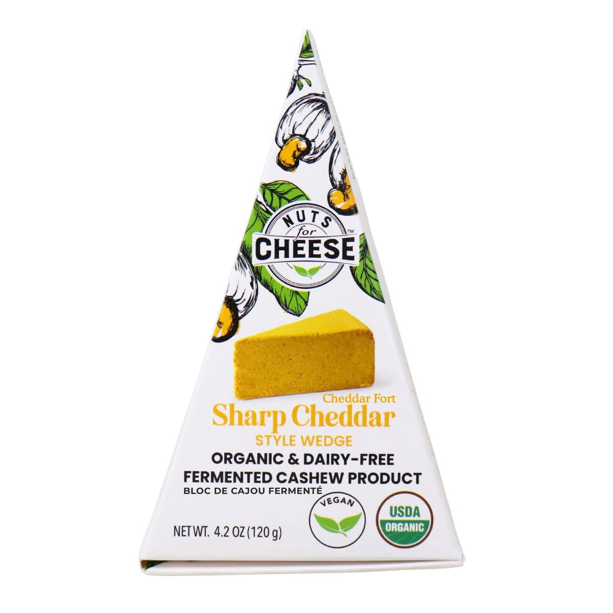 Nuts For Cheese Organic Dairy-Free Fermented Cashew Cheese Sharp Cheddar, 120 g