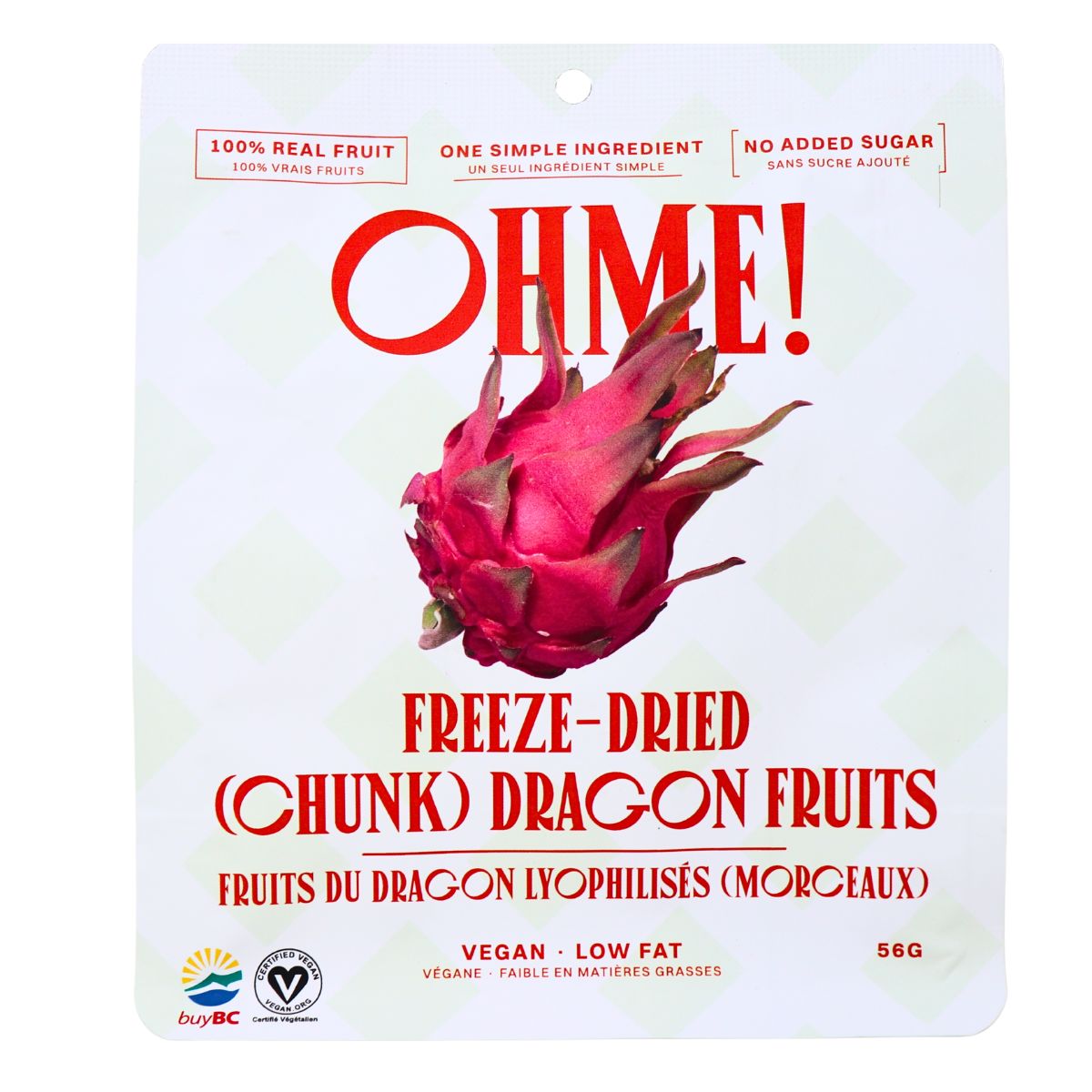 OHME! No Added Sugar Freeze-Dried Dragon Fruits Chunk, 56g