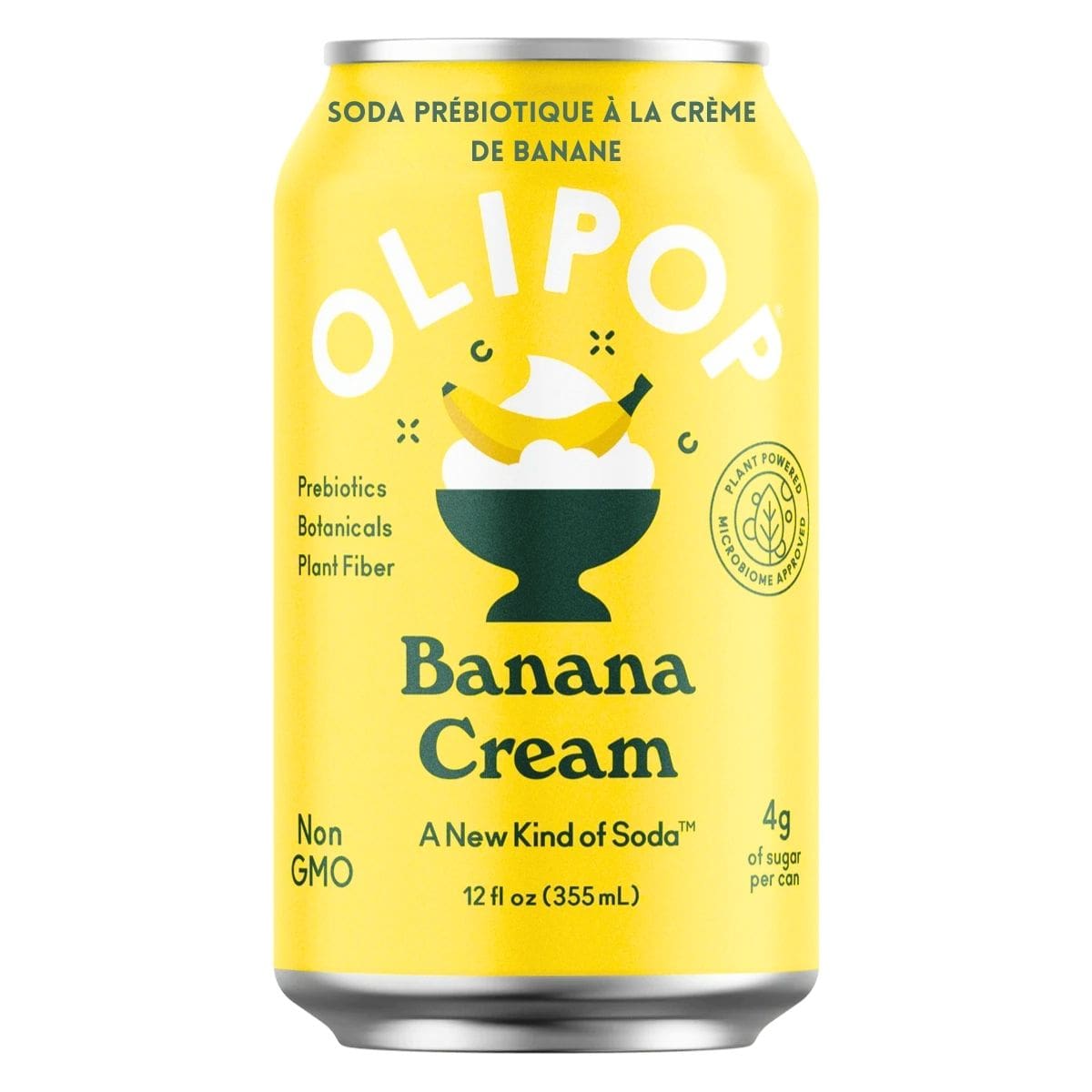OLIPOP Low Sugar Prebiotic Sparkling Tonic Banana Cream, 355mL