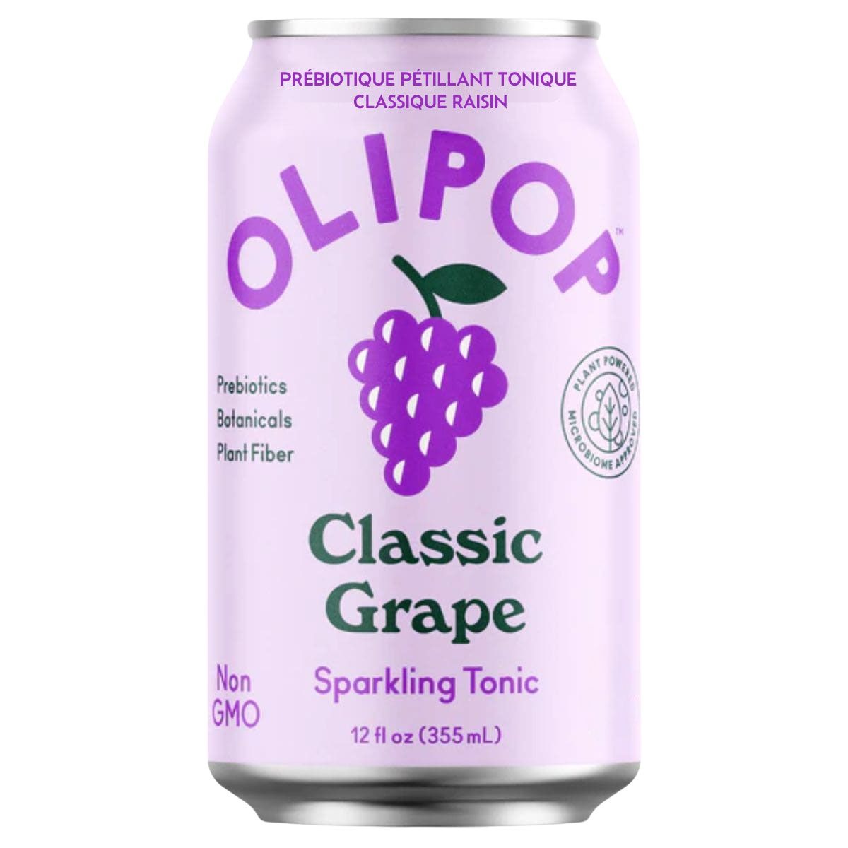 OLIPOP Low Sugar Prebiotic Sparkling Tonic Classic Grape, 355mL