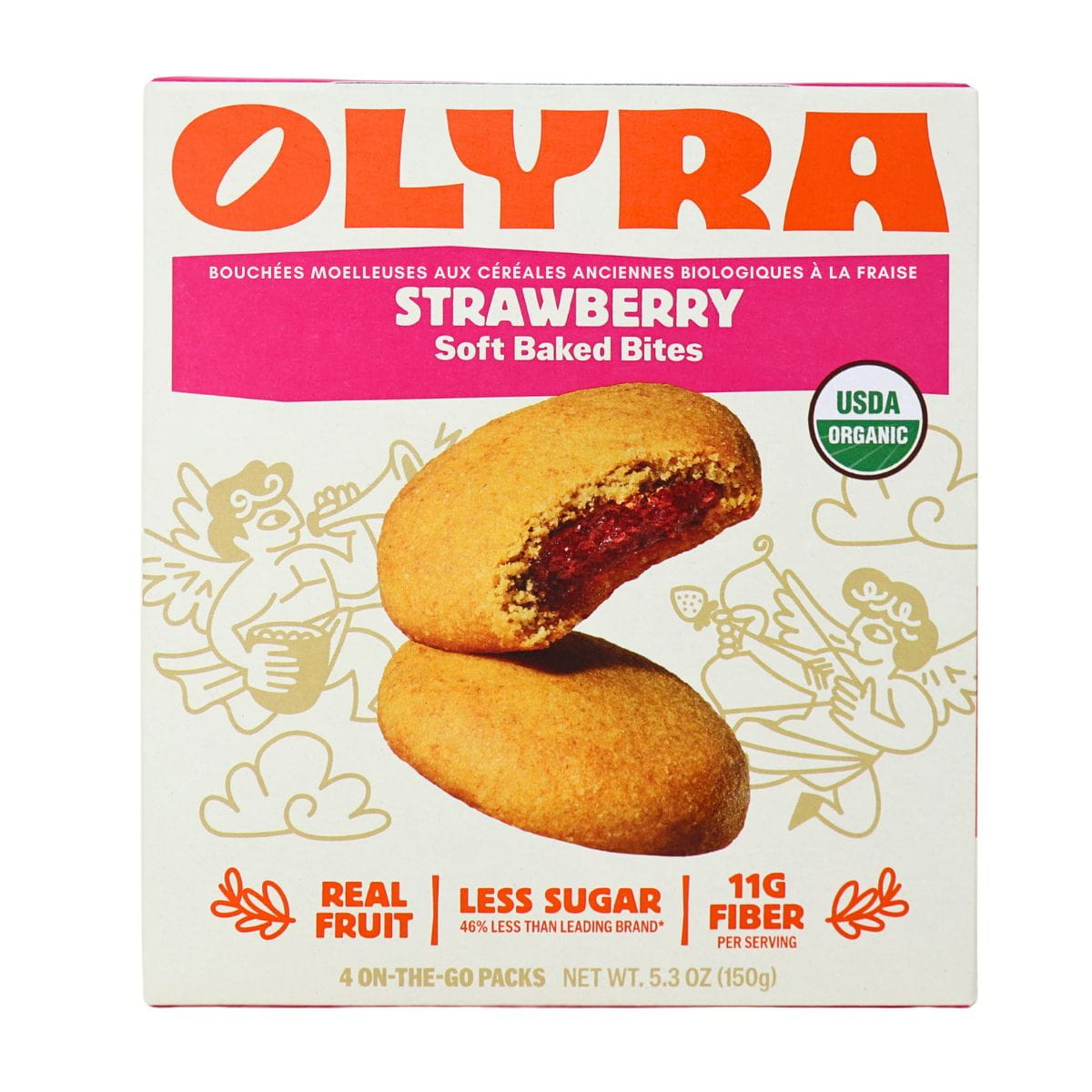 Olyra Organic Ancient Greek Grains Soft Baked Bites Strawberry, 4 2-Packs