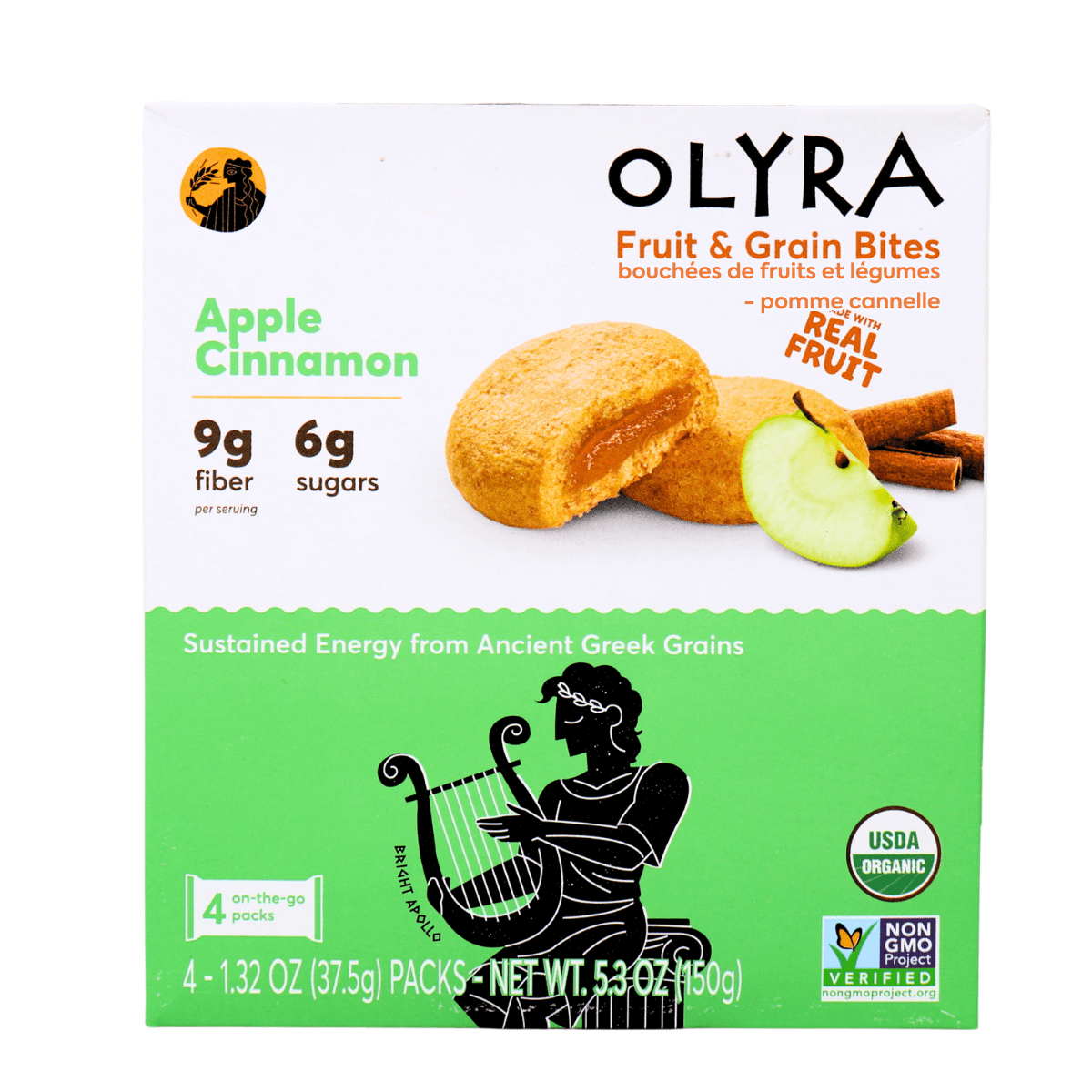 Olyra Organic Ancient Greek Grains Soft Baked Bites Apple Cinnamon, 4 2-Packs