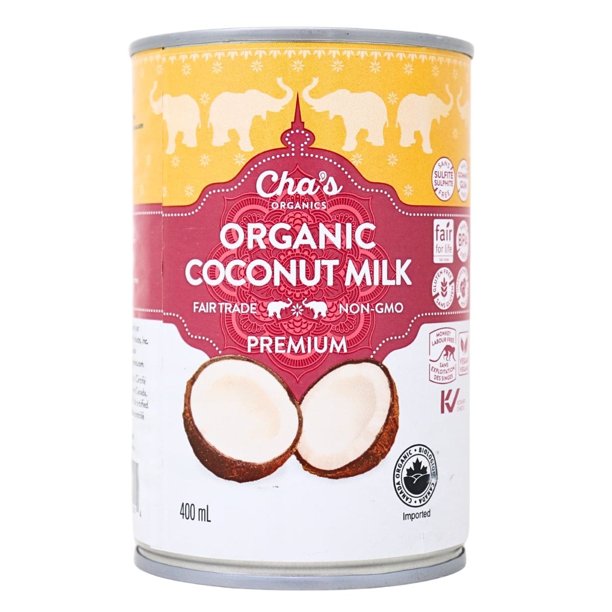 Cha’s Organics Premium Coconut Milk Unsweetened, 400ml