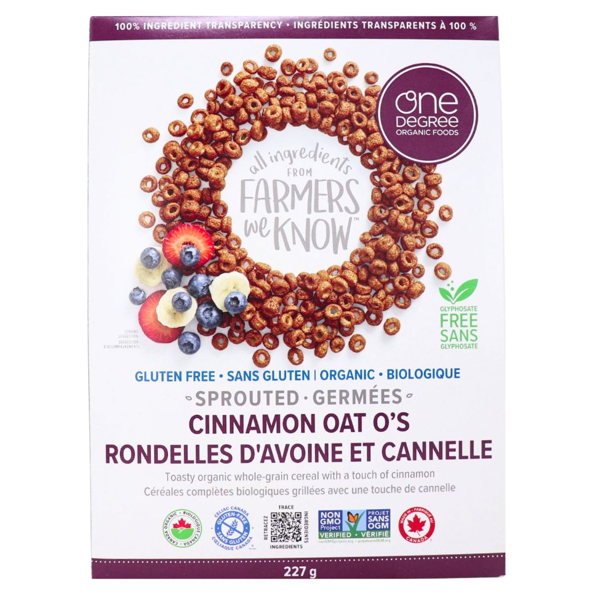 One Degree Organic Gluten-free Sprouted Cinnamon Oat O’s, 227g